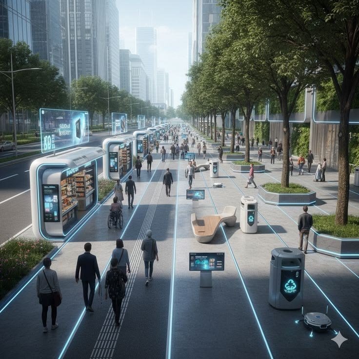 Conceptual imagery representing smart city infrastructure